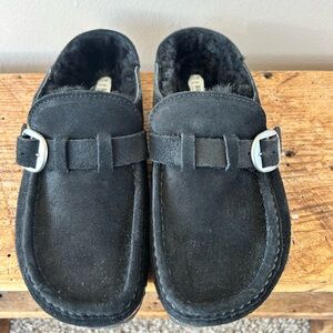 Birkenstock Black Buckley Shearling Slide on Shoes Size 7/7.5~38